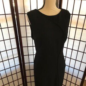 Halogen Black Sleeveless Dress, Size 14. Stylish raised detail down the front.